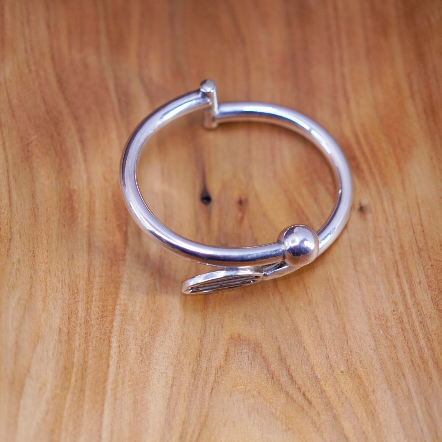 6.5”, Mexico sterling silver handmade bracelet, 925 wrap tennis racket bangle
