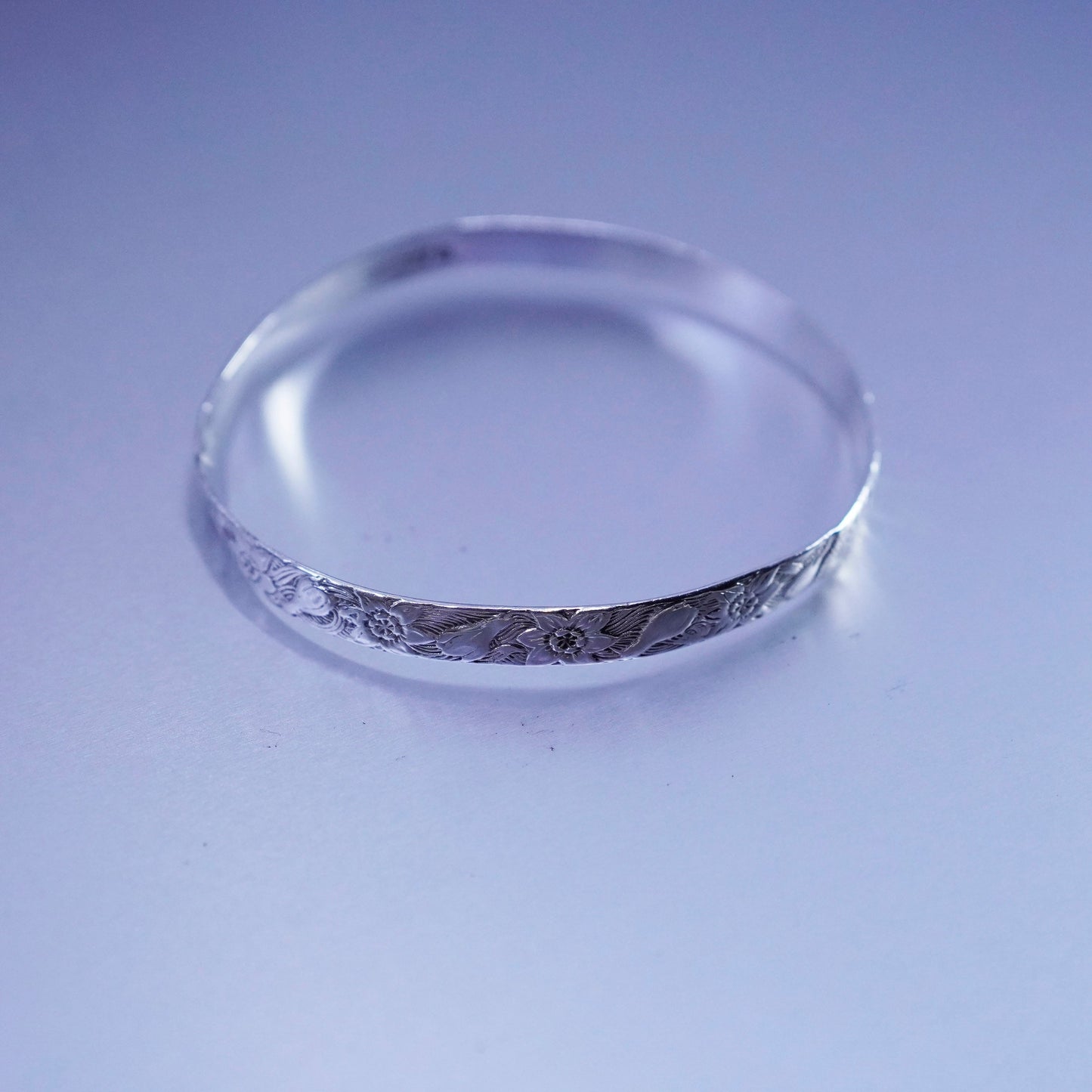 7.75”, danecraft sterling silver handmade 925 silver bracelet, textured bangle