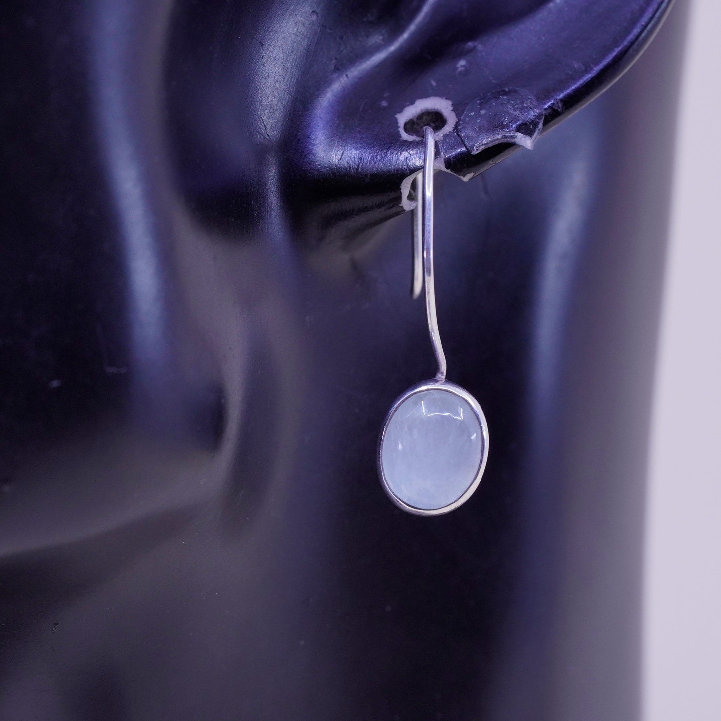 Vintage Sterling 925 silver handmade earrings with moonstone drops