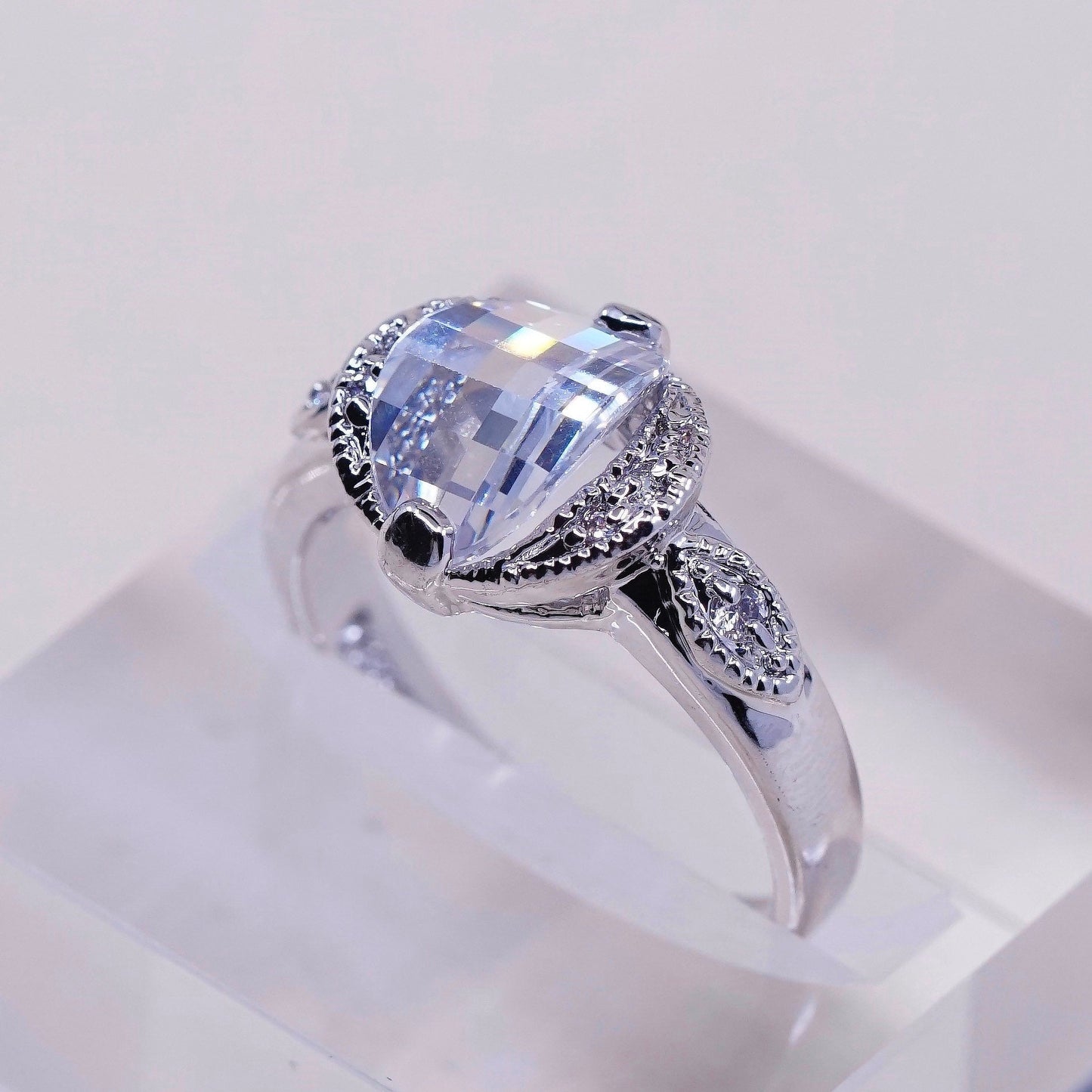 Size 8, jewelry, gold over sterling 925 silver cluster crystal engagement ring