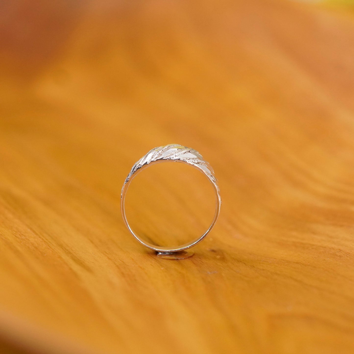 Size 9, sterling silver handmade ring, textured 925 ribbed band, minimalist