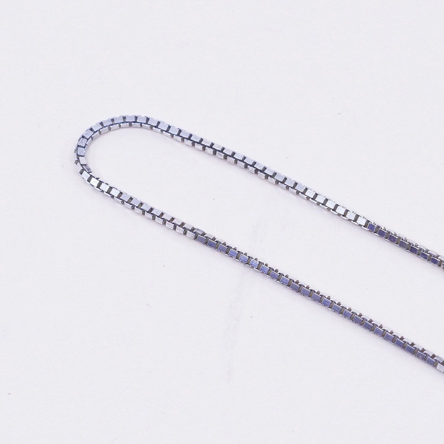 16”, 1mm, Vintage Italian sterling 925 silver box chain, necklace
