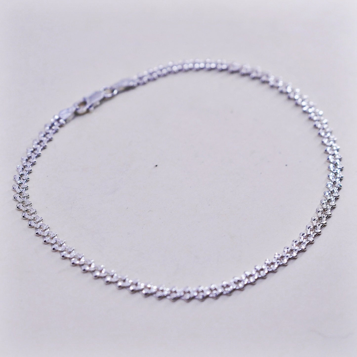 9.5”, Vintage sterling silver bracelet, 925 curb chain anklet