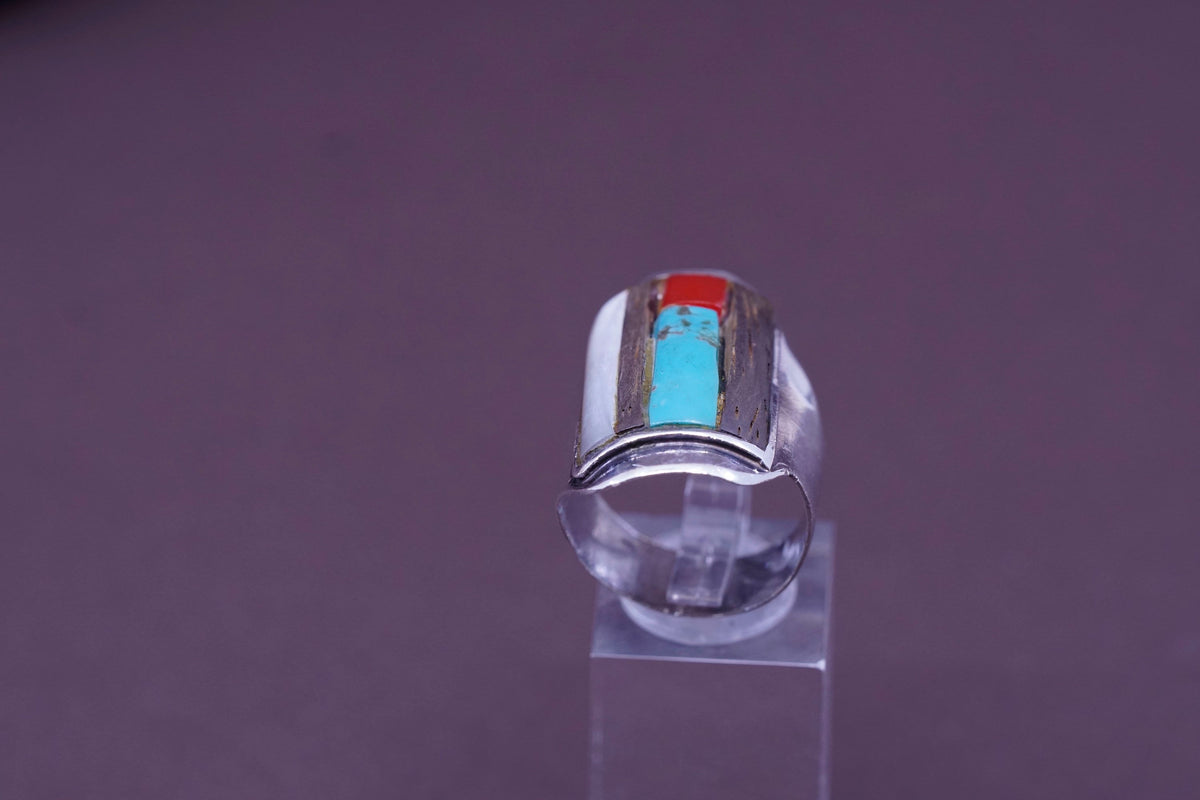 sz, Native American Sterling 925 silver ring, navajo jewelry with turquoise