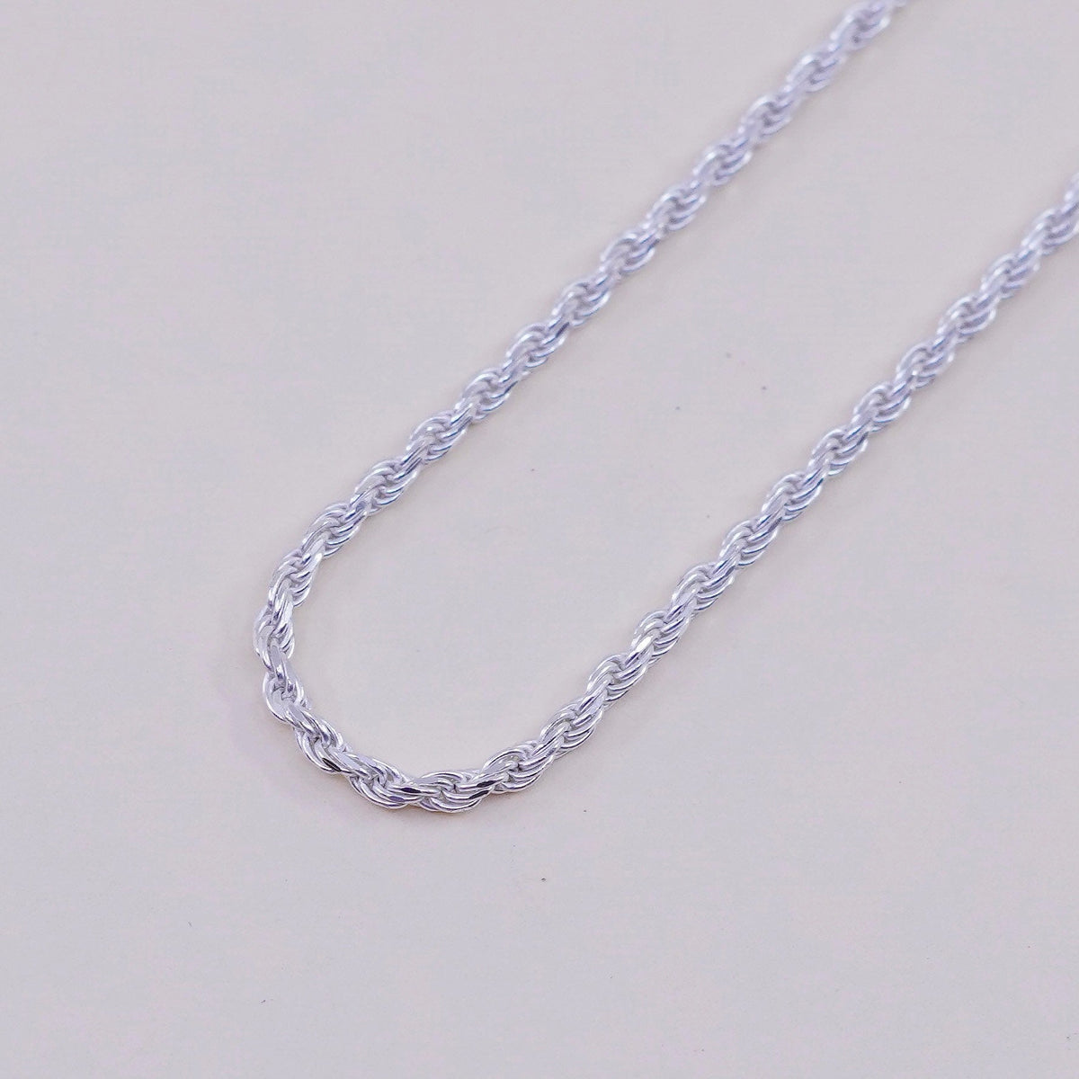 24”, 1.6mm, vintage Sterling silver necklace, 925 diamond rope chain