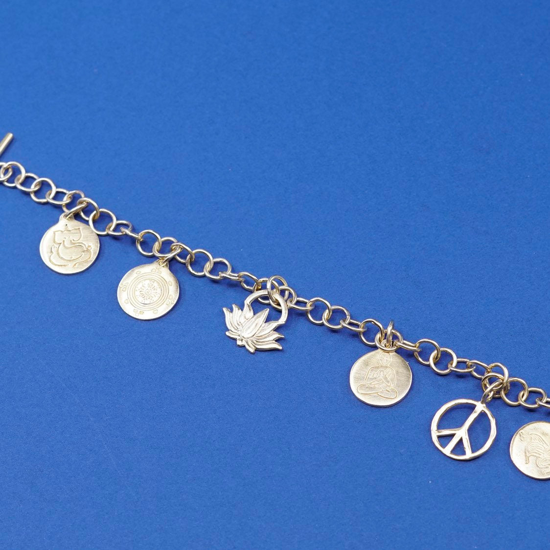 7.25", baroni vermeil gold Sterling 925 silver handmade circle charm bracelet