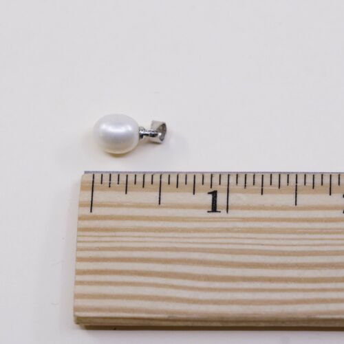 Vtg sterling silver handmade pendant, solid 925 With Pearl, Stamped 925