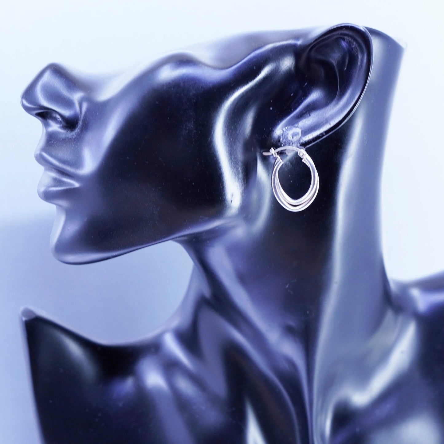 0.75”, vintage Sterling silver handmade earrings, 925 twisted hoops