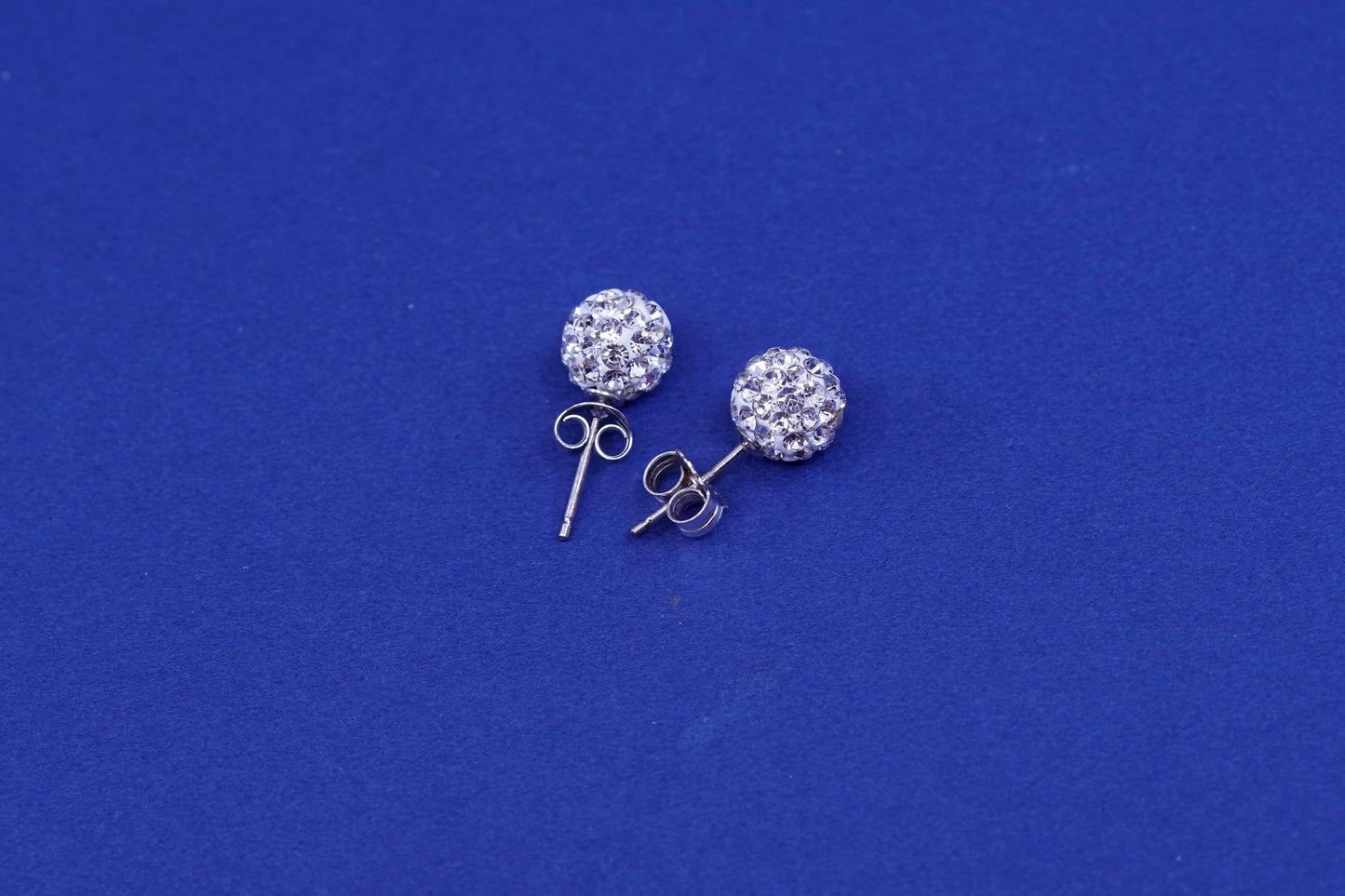 8mm, Vintage sterling silver handmade earrings, 925 studs with cluster CZ