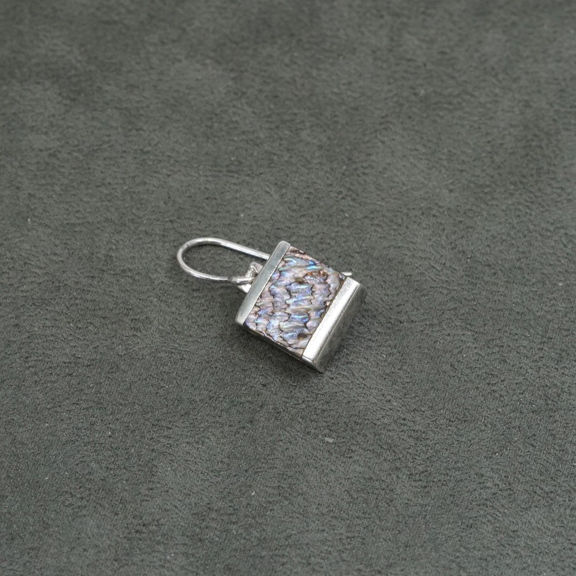 vtg Sterling silver handmade earrings, 925 w/ square abalone