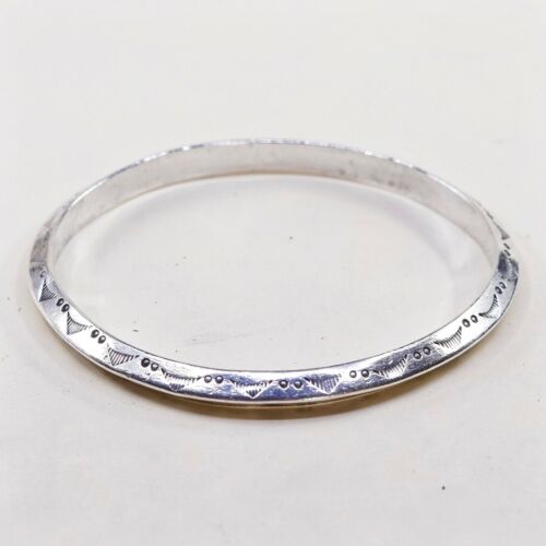 8.25”, Vtg Native American FCFE Sterling Handmade Bangle, 925 Navajo Bracelet
