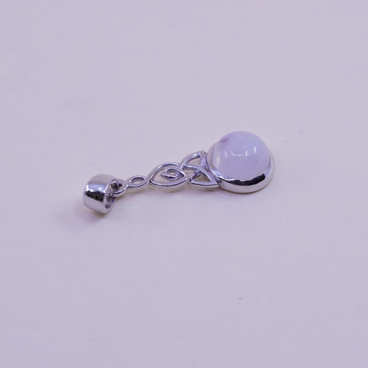 Vintage Sterling 925 silver handmade pendant with round moonstone