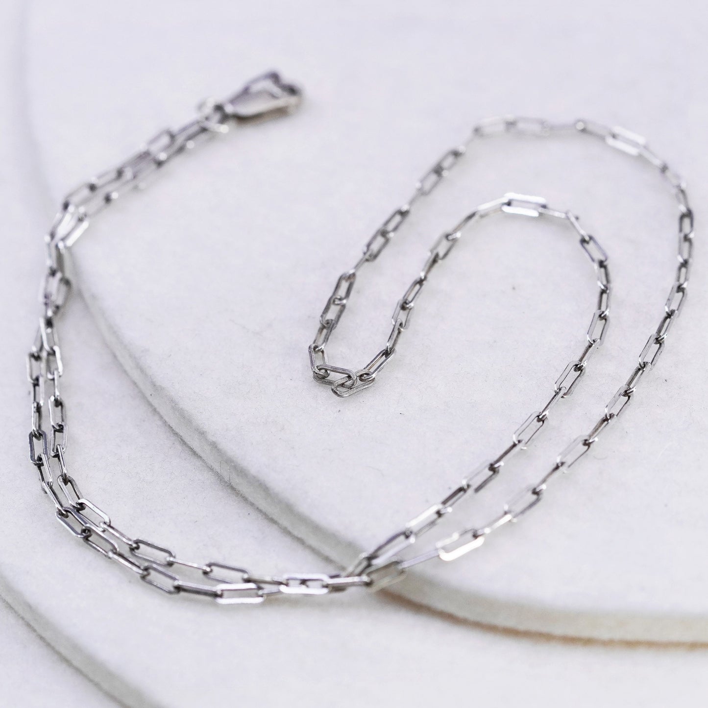 22” 2mm, vintage Sterling 925 silver elongated chain necklace