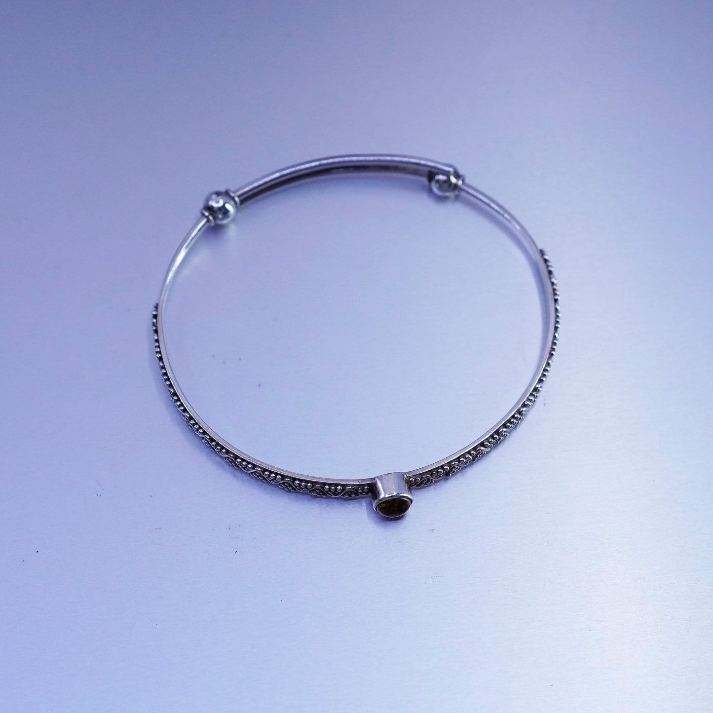 Size adjustable, Sajen Sterling 925 silver bracelet, bangle with beads citrine