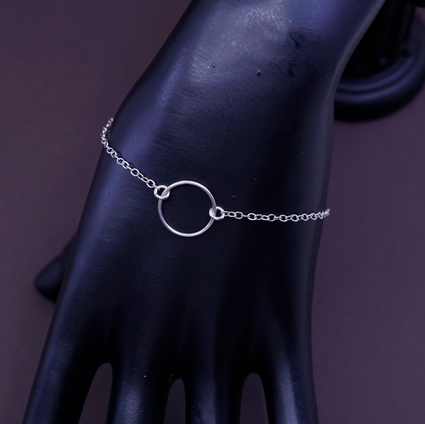 7”, MRE Sterling silver handmade charm bracelet, 925 flatten circle link chain