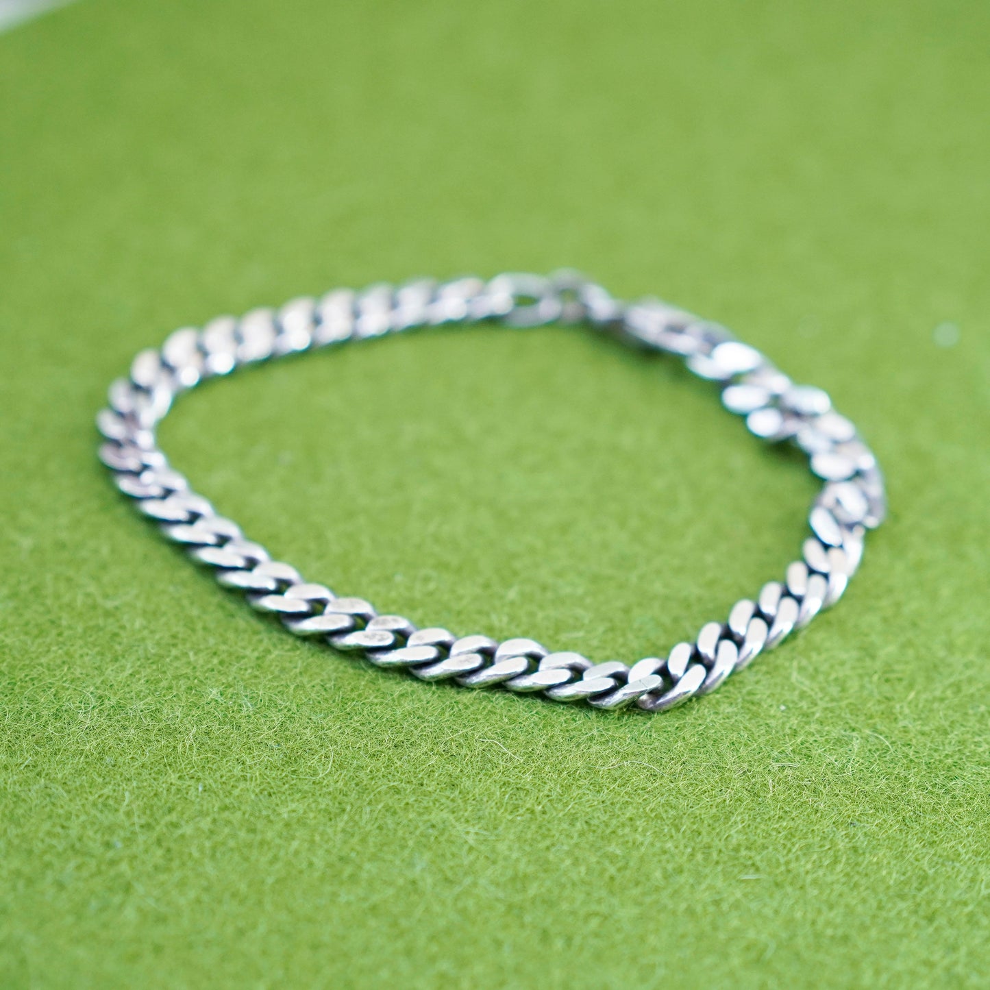 7.5”, 5mm, Vintage sterling 925 silver bold curb bracelet