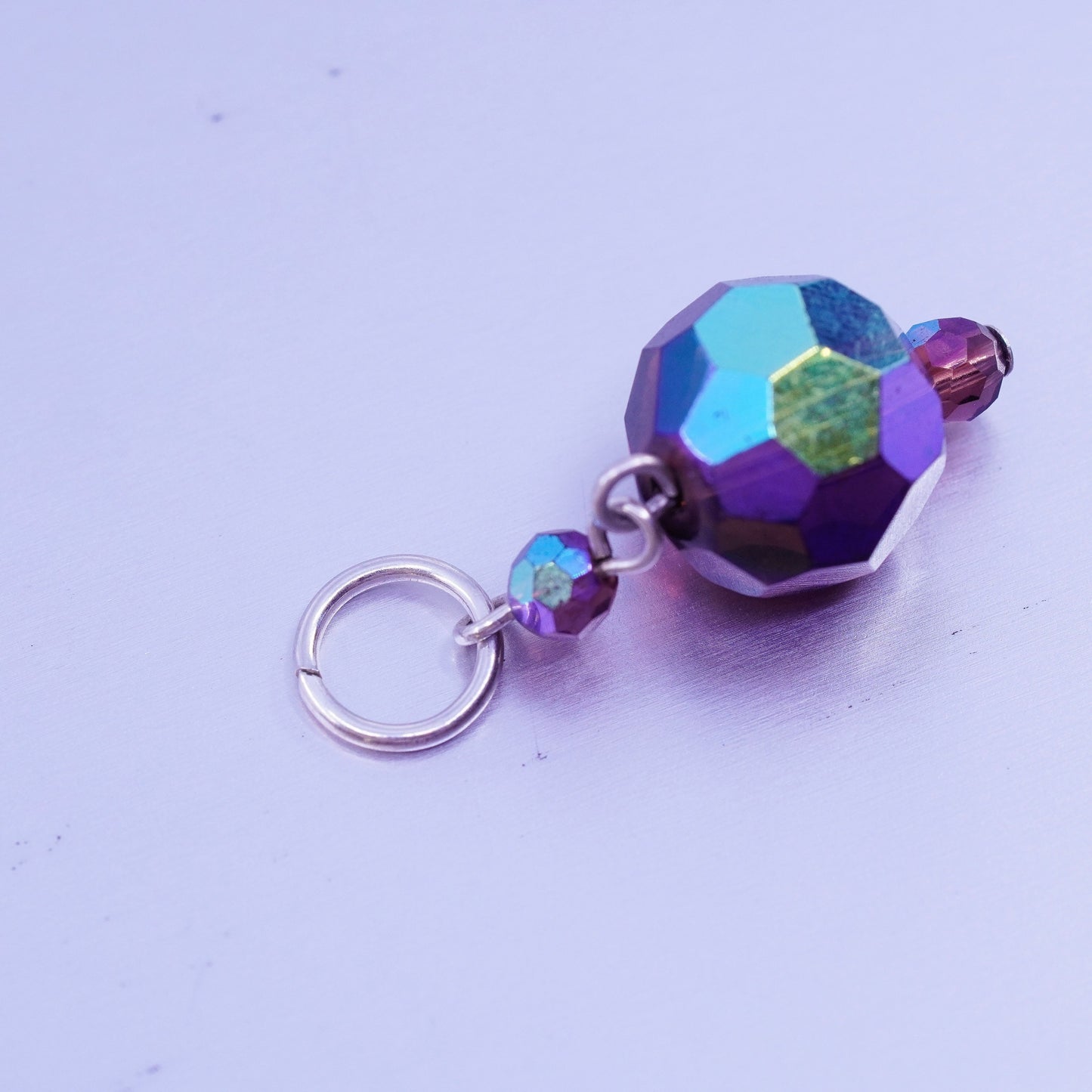 Italian sterling 925 silver pendant charm with glass bead