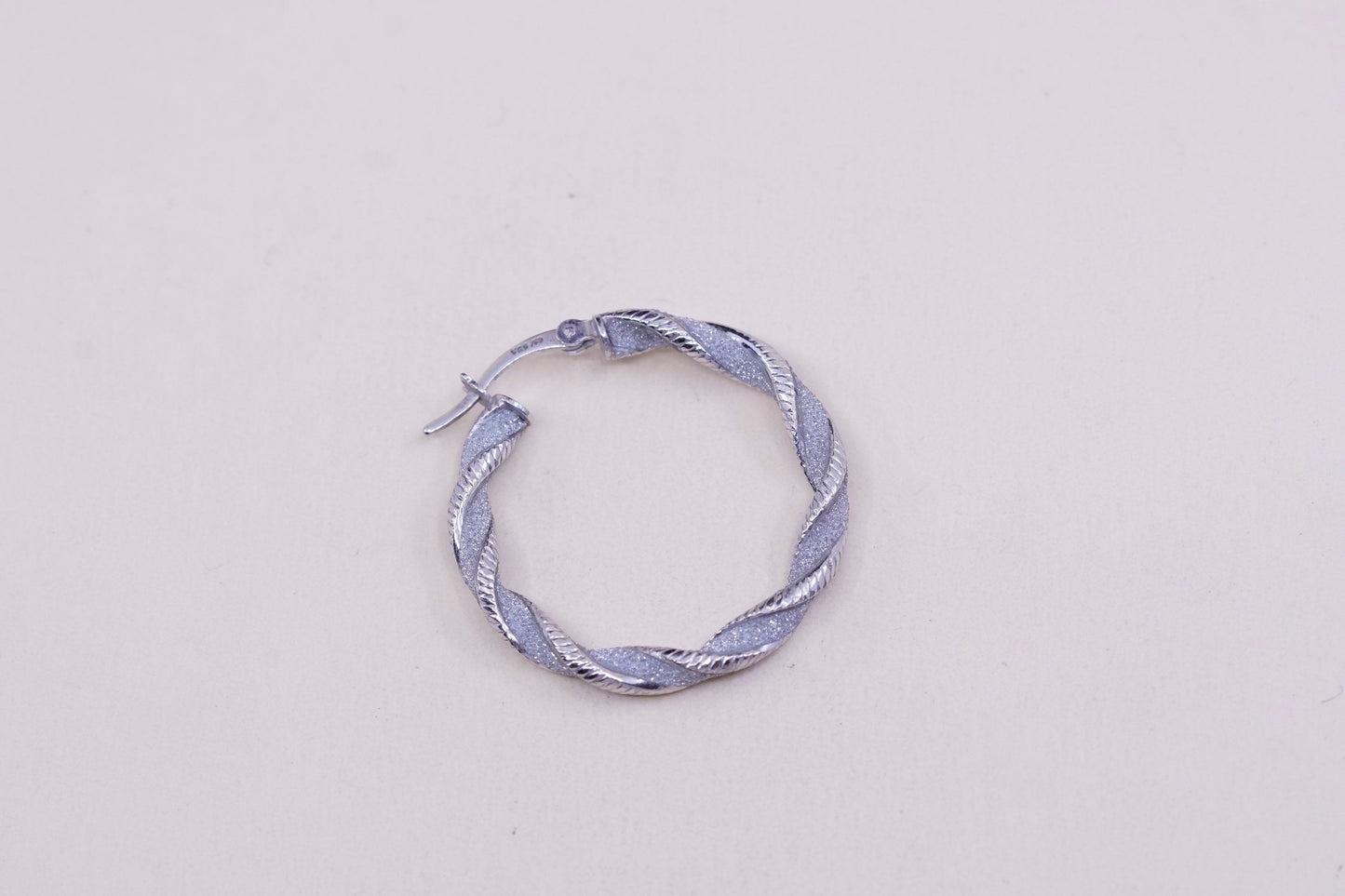 1.25”, sterling silver handmade earrings, 925 huggie, twisted glittering hoops