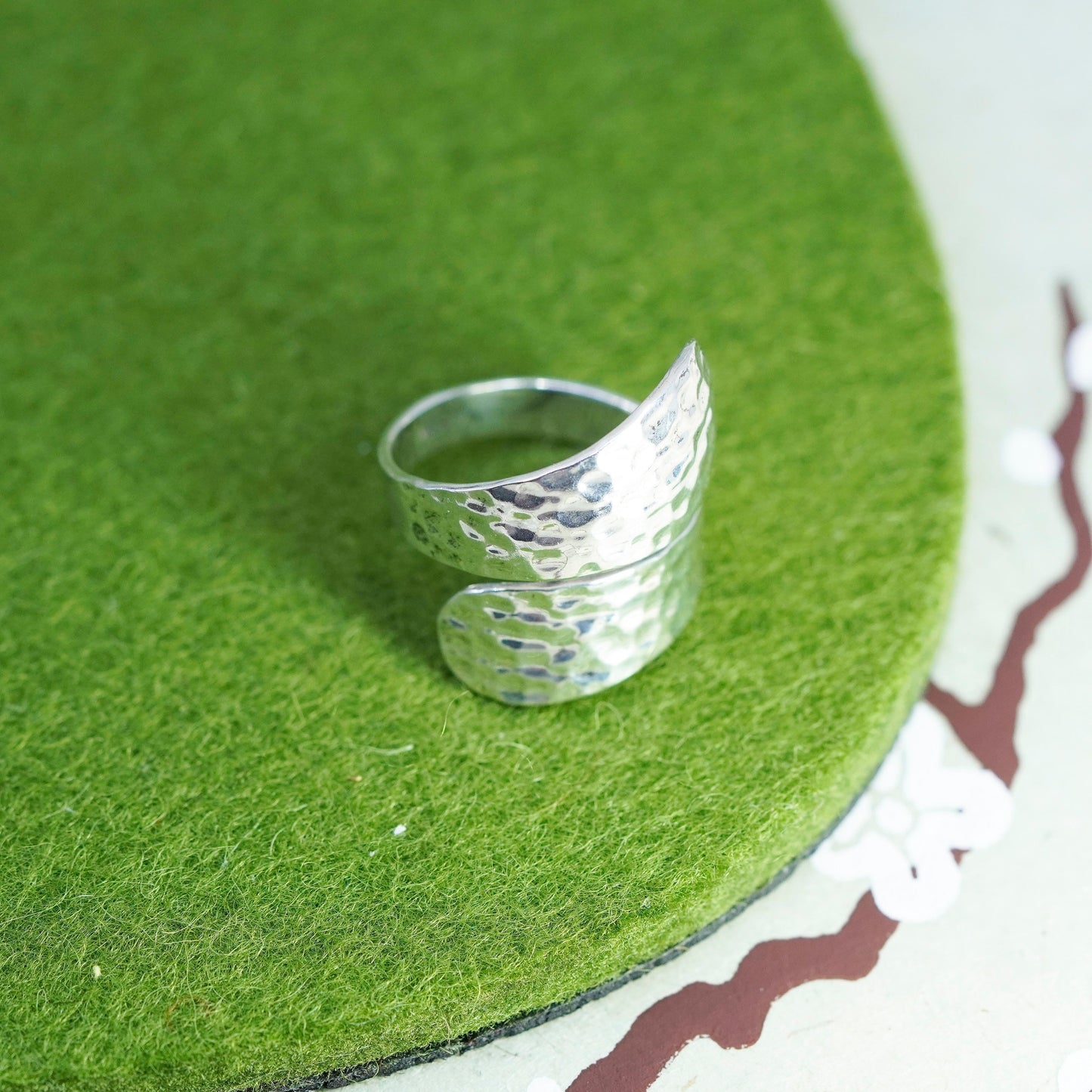 Size adjustable, Vintage sterling silver handmade ring, hammered 925 band