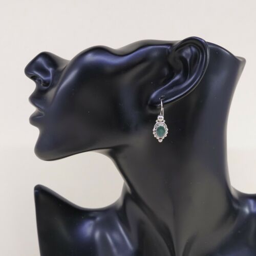 Vtg handmade Sterling 925 Silver Earrings, 925 W/ Jade N Beads Around