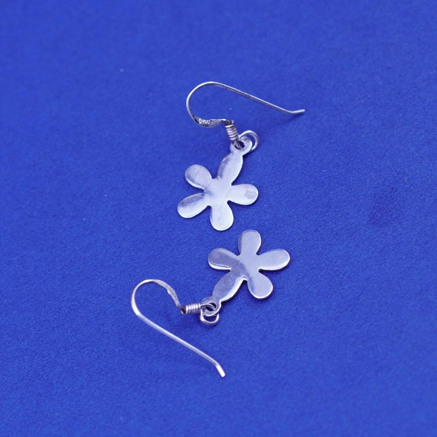 Vintage Sterling silver handmade earrings, 925 flower drops