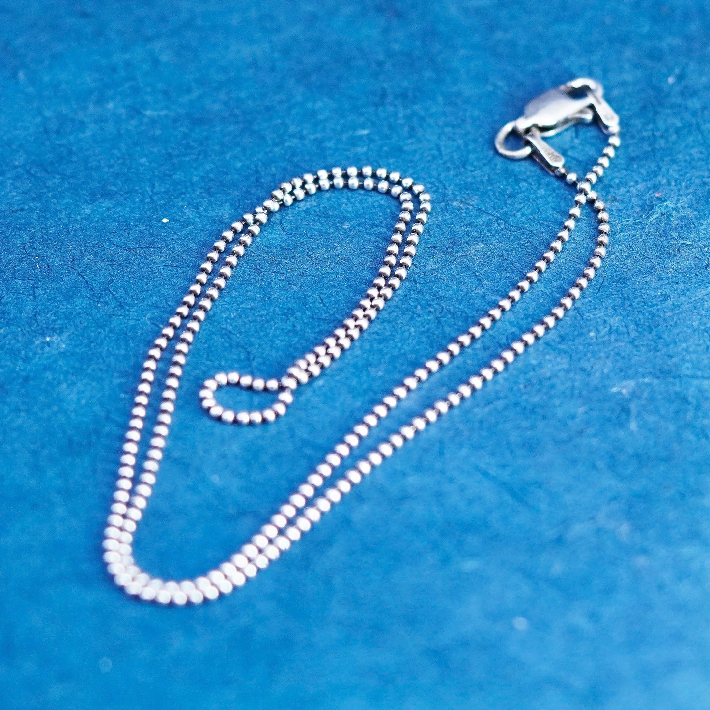 16”, 1mm, vintage Sterling silver handmade necklace, 925 beads chain