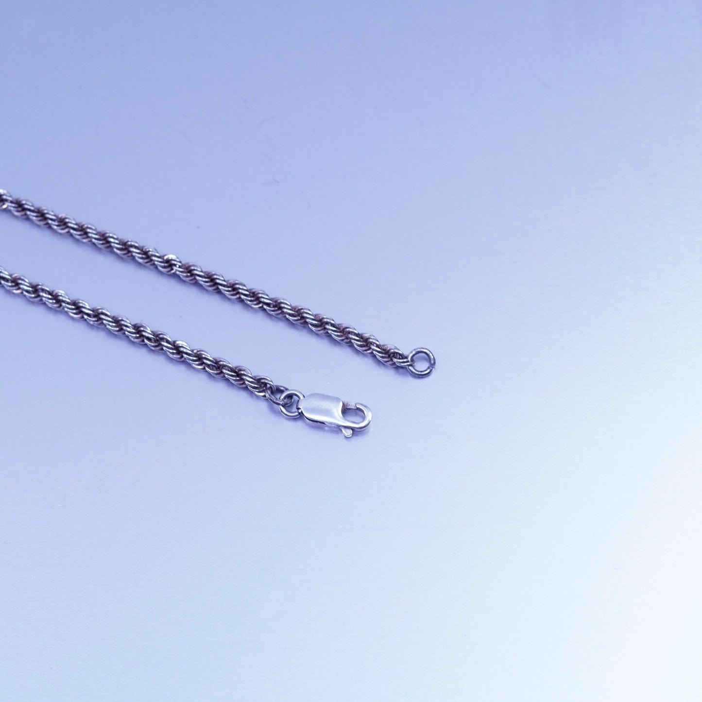 18” 3mm, vintage Sterling 925 silver bold rope chain necklace
