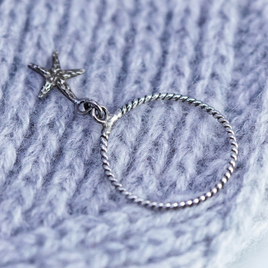 Size 6, vintage southwestern Sterling 925 silver twisted ring with star charm