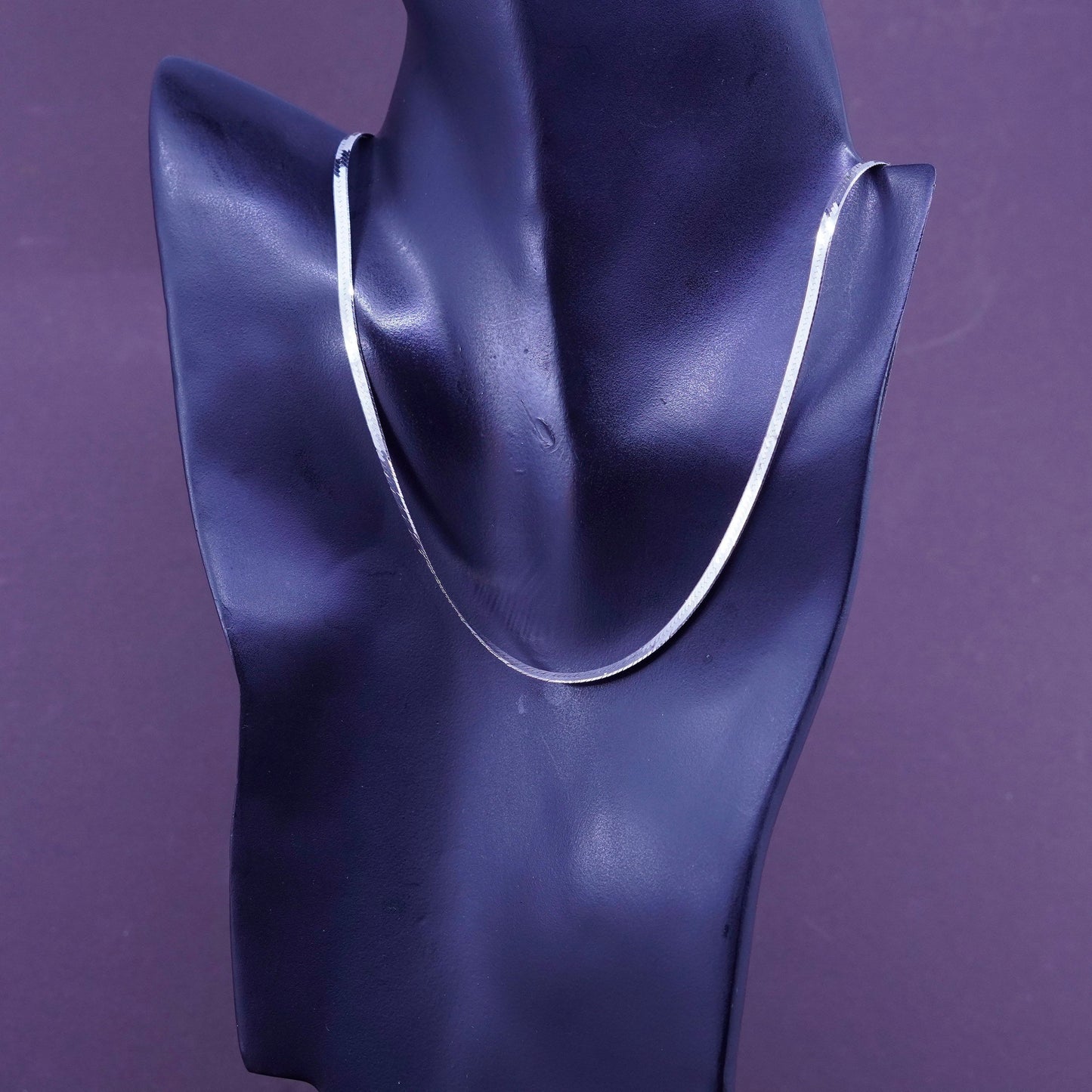 20”, 6mm, vintage Italy Sterling silver herringbone chain, 925 necklace