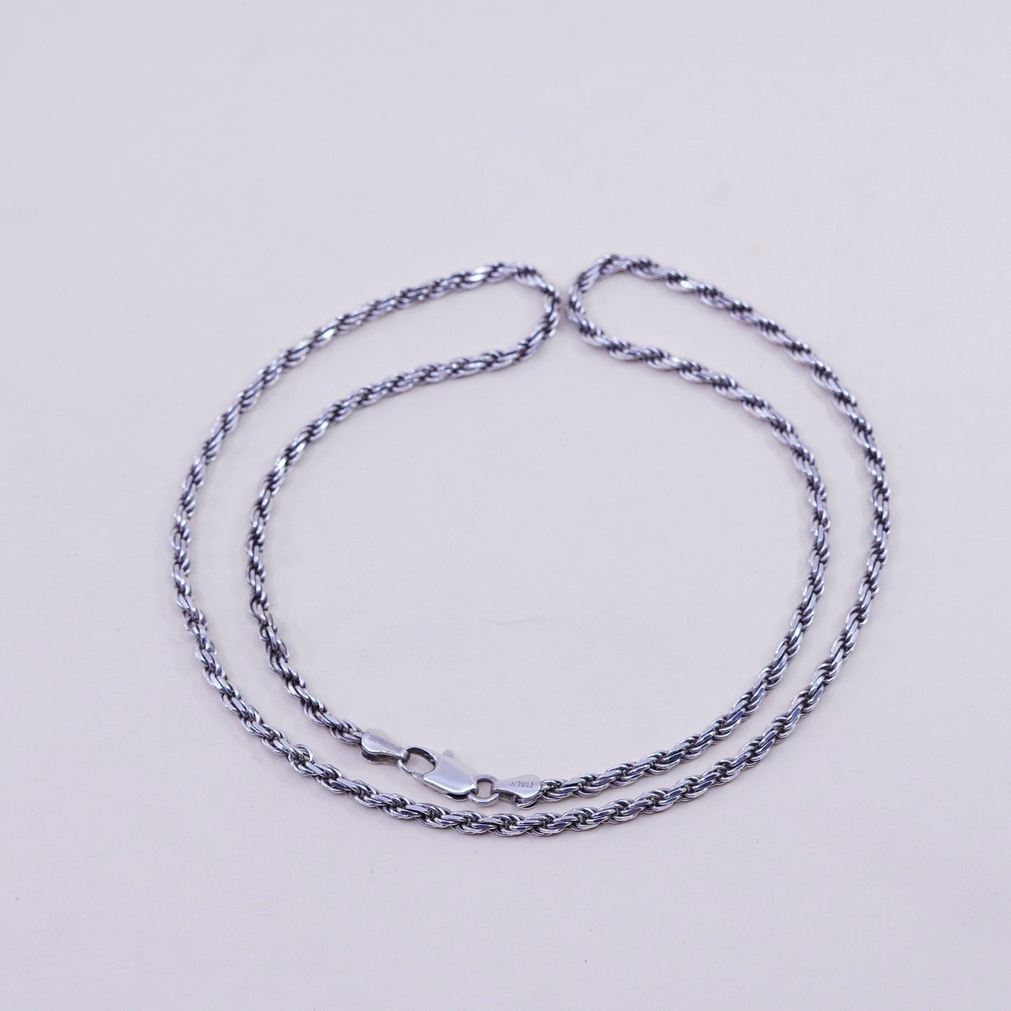 22”, 4mm, vintage Sterling silver necklace, 925 diamond rope chain