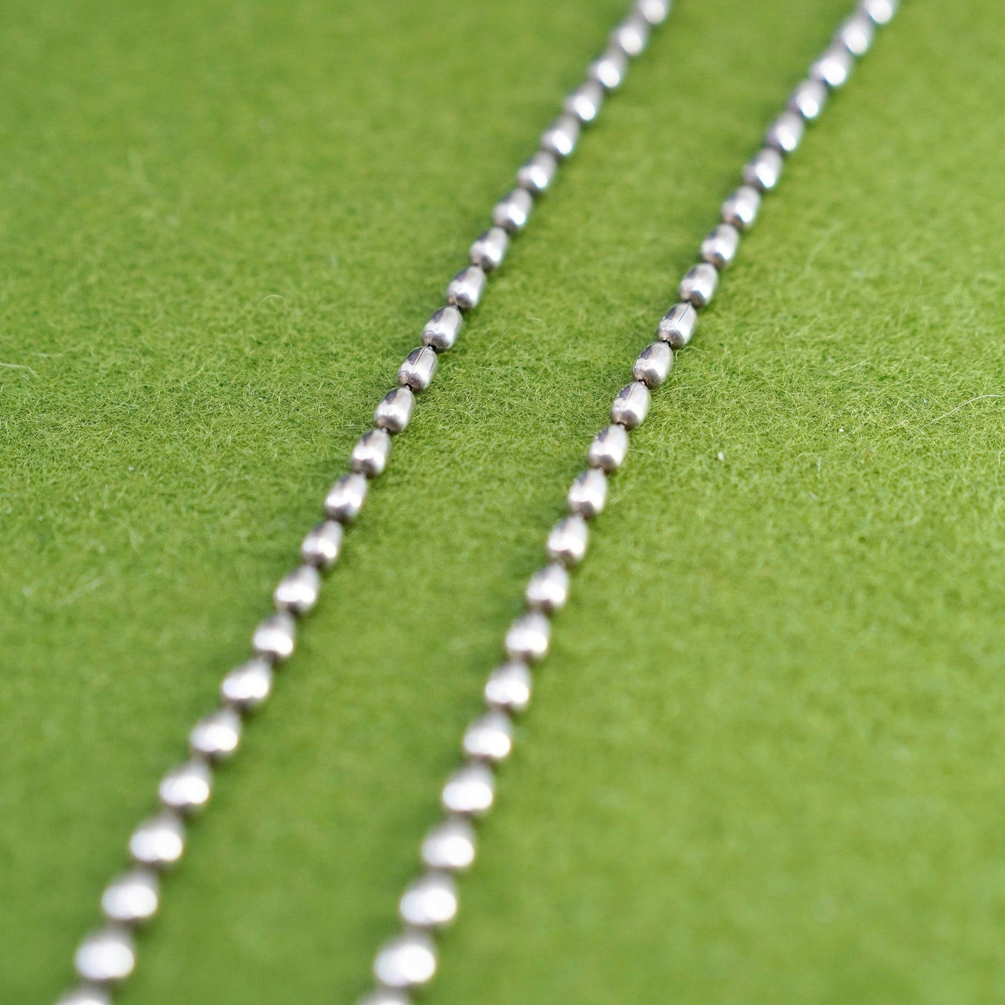 30” 3mm, vintage Italy sterling silver necklace, 925 bead chain