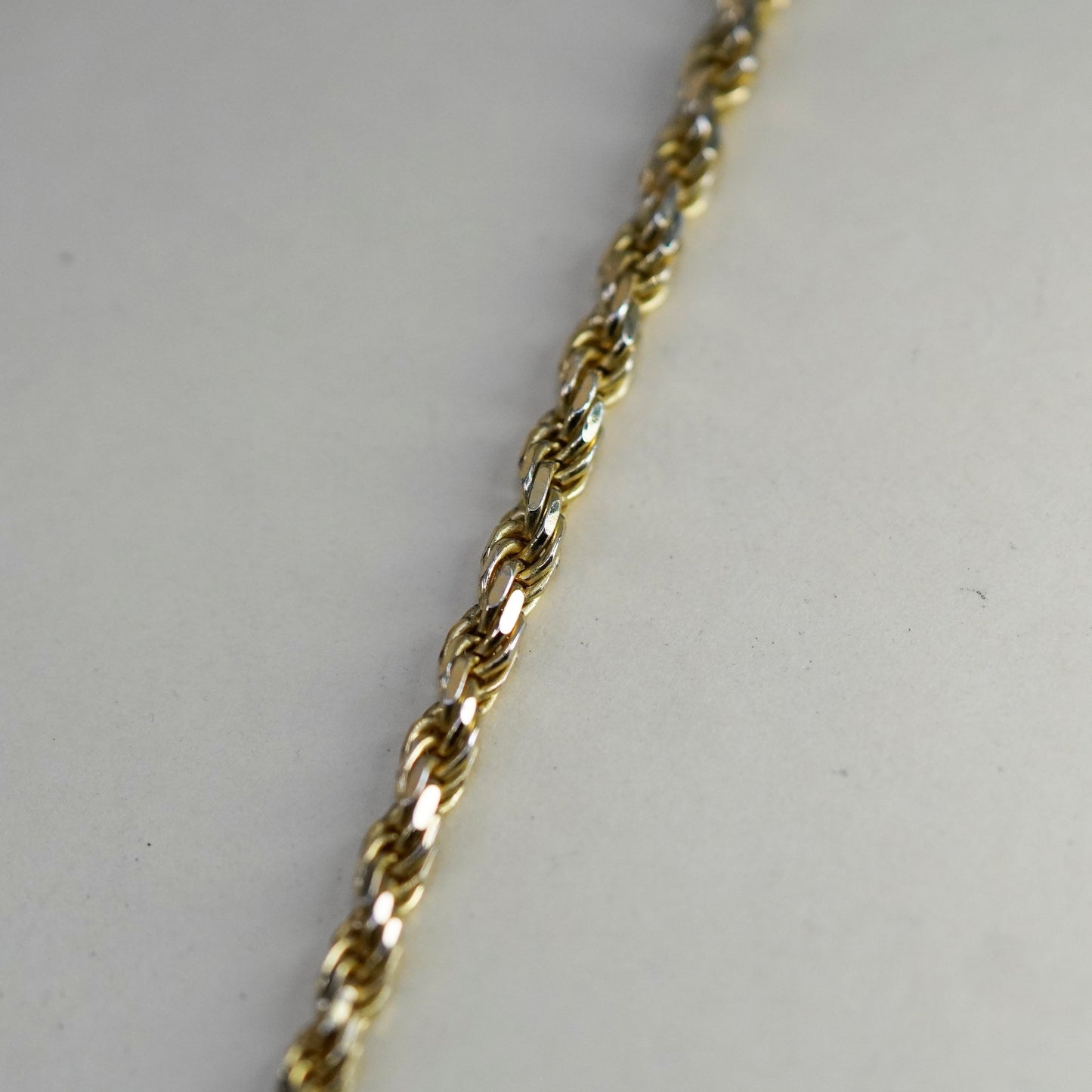 20”, vermeil gold over Sterling silver necklace bold 925 diamond cut rope chain