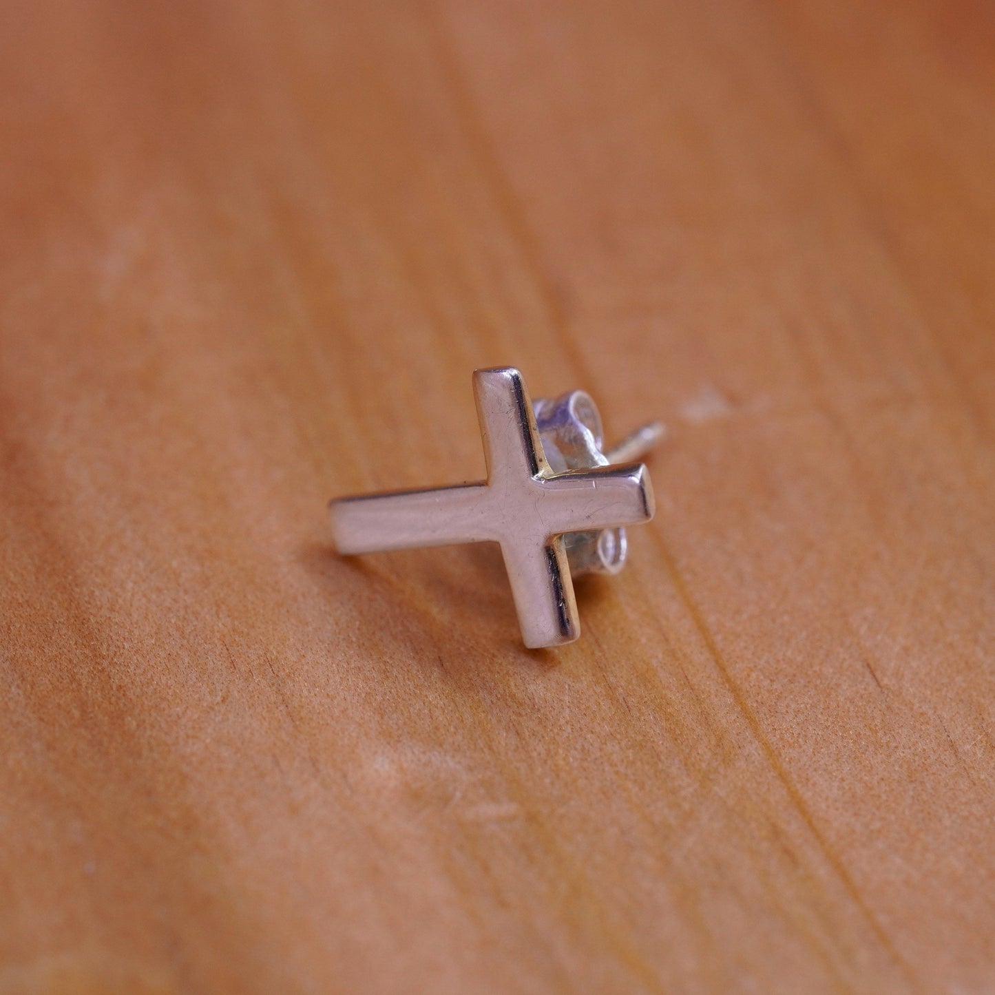 Vintage Sterling silver handmade earrings, 925 cross studs
