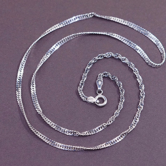 18", 3mm, vtg Sterling silver necklace, oxidized 925 twisted curb chain