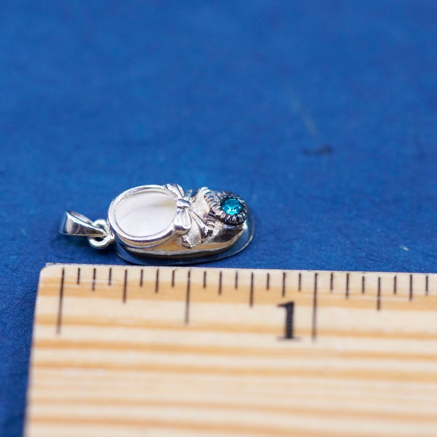 Vintage Sterling silver handmade pendant, 925 baby shoe charm