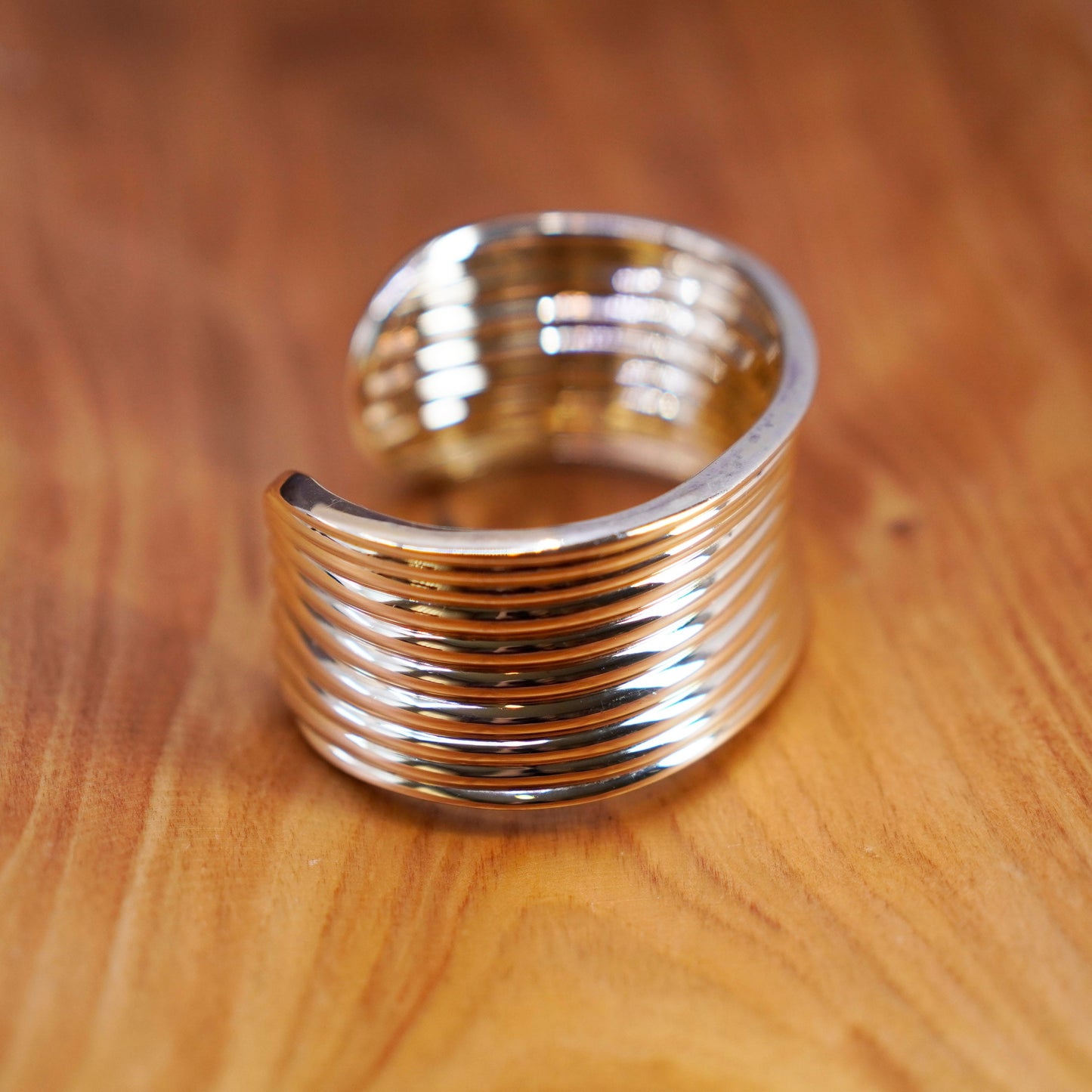 6.25”, vintage vermeil gold over Sterling silver handmade bracelet, 925 cuff