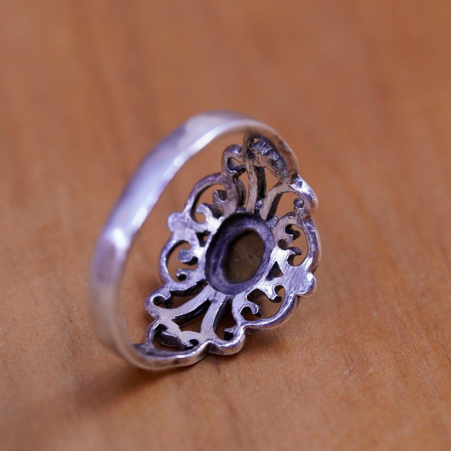 Size 7.5, vintage Sterling 925 silver handmade ring with golden tiger eye