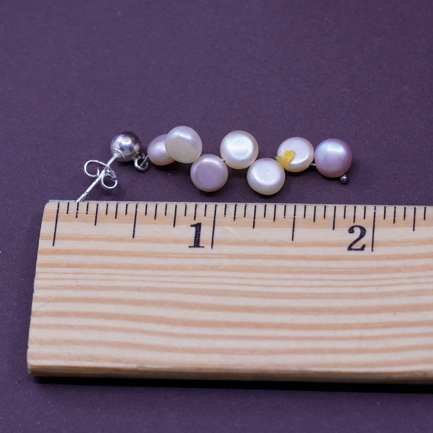 Sterling silver handmade earrings, 925 studs with pearl drops