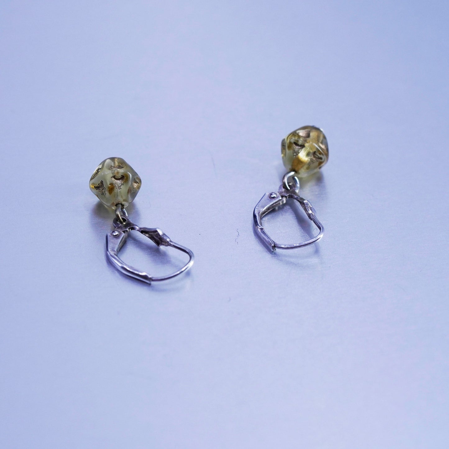 Vintage Sterling 925 silver handmade earrings with citrine beads
