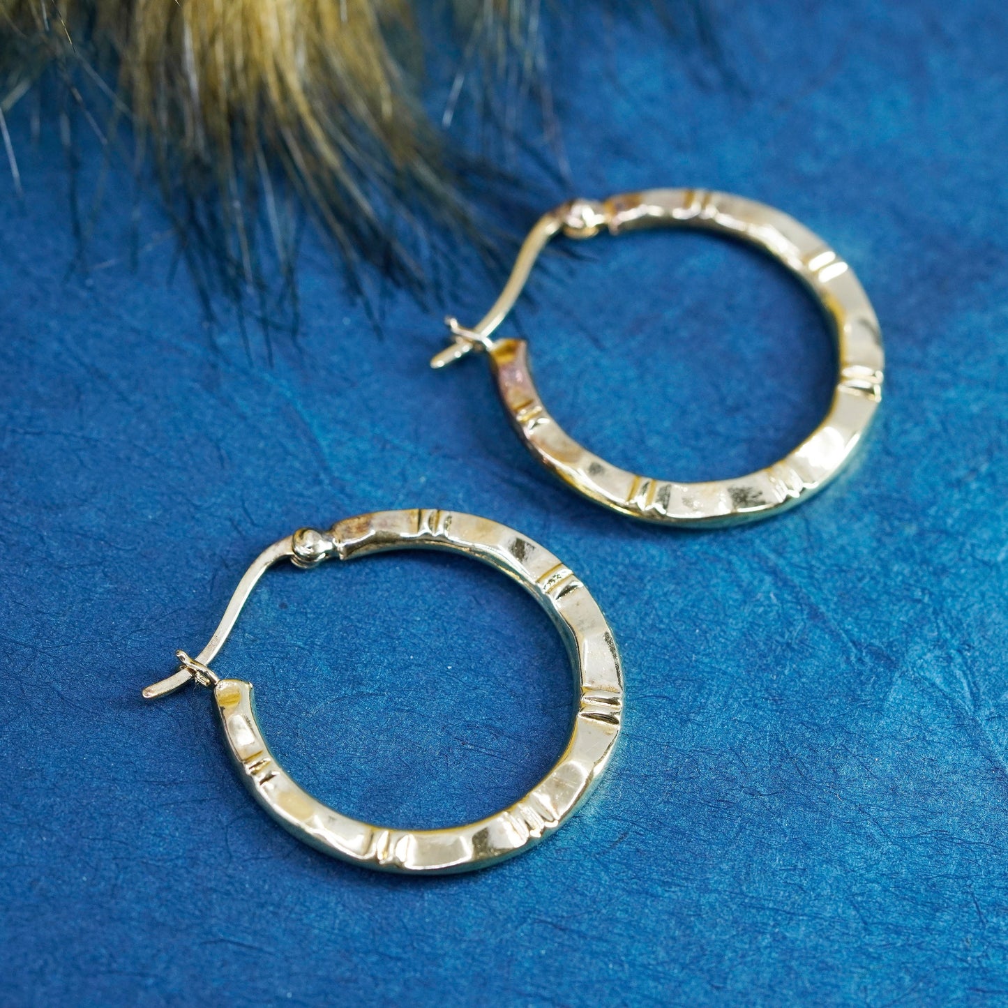 1”, vintage vermeil gold over Sterling silver handmade earrings, 925 hoops