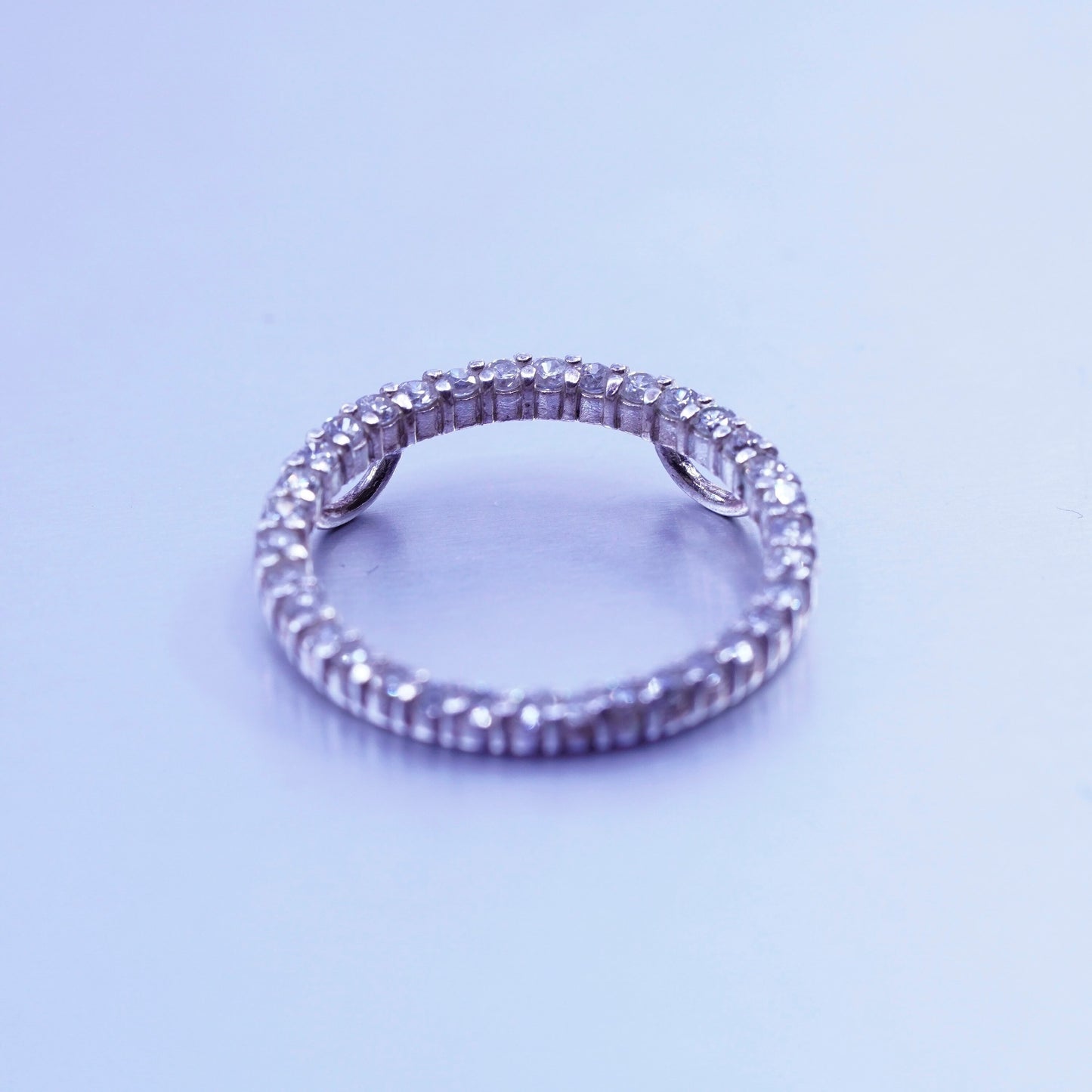 antique sterling 925 silver circle pendant with round Cz
