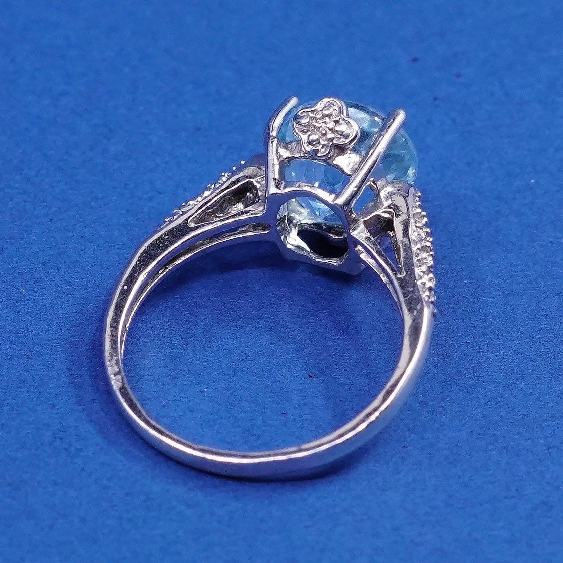 Size 7.5, vtg sterling silver handmade ring, 925 w/ oval topaz