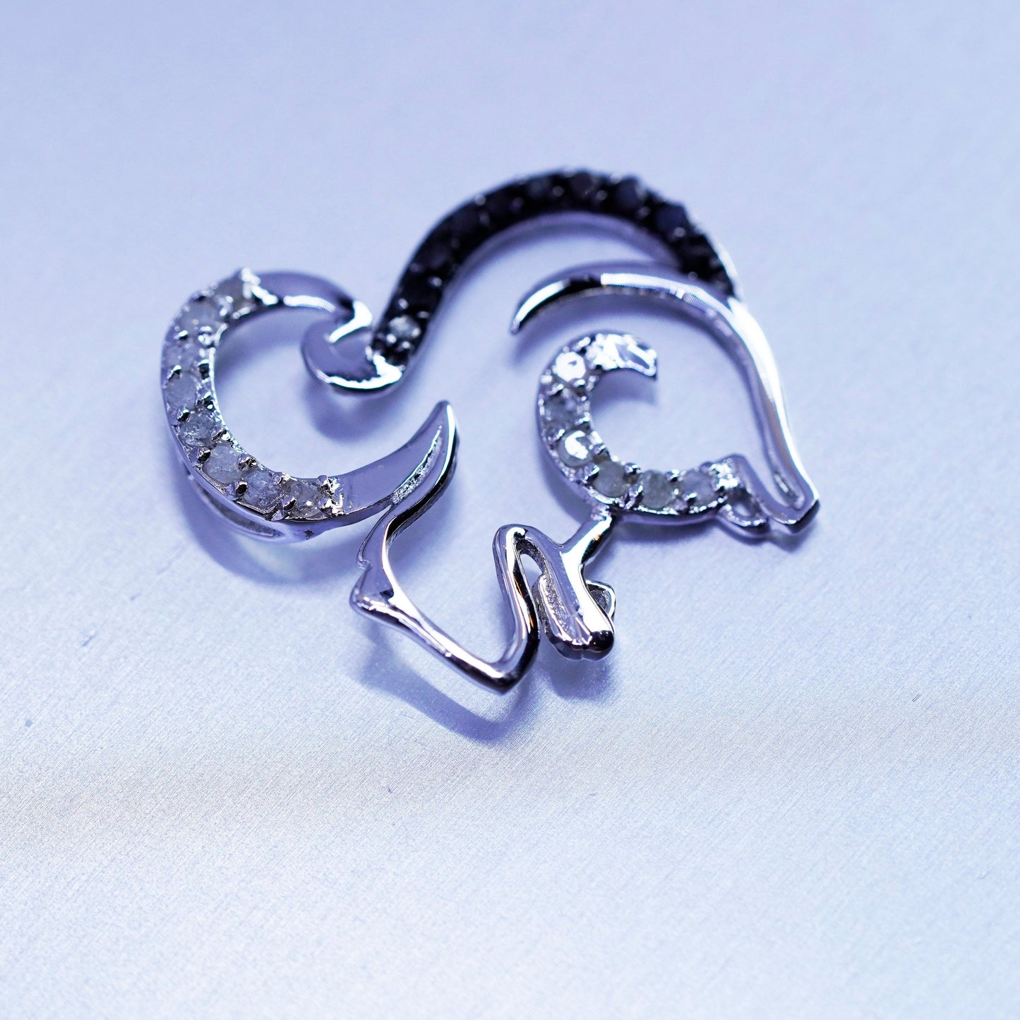 Vintage sterling 925 silver pendant, squirrel with diamond