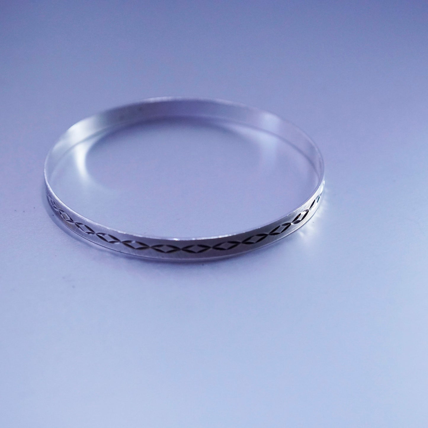 8.25”, Vintage Mexico Sterling 925 silver handmade bracelet, textured bangle