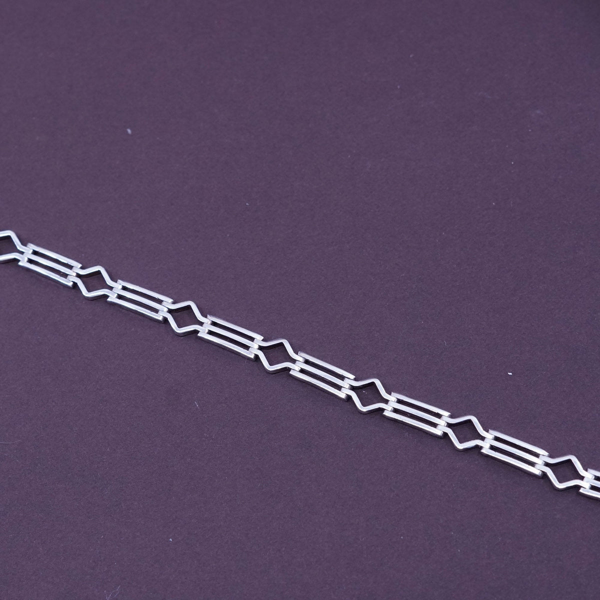 7”, vintage modern Sterling silver handmade tennis bracelet, 925 link chain