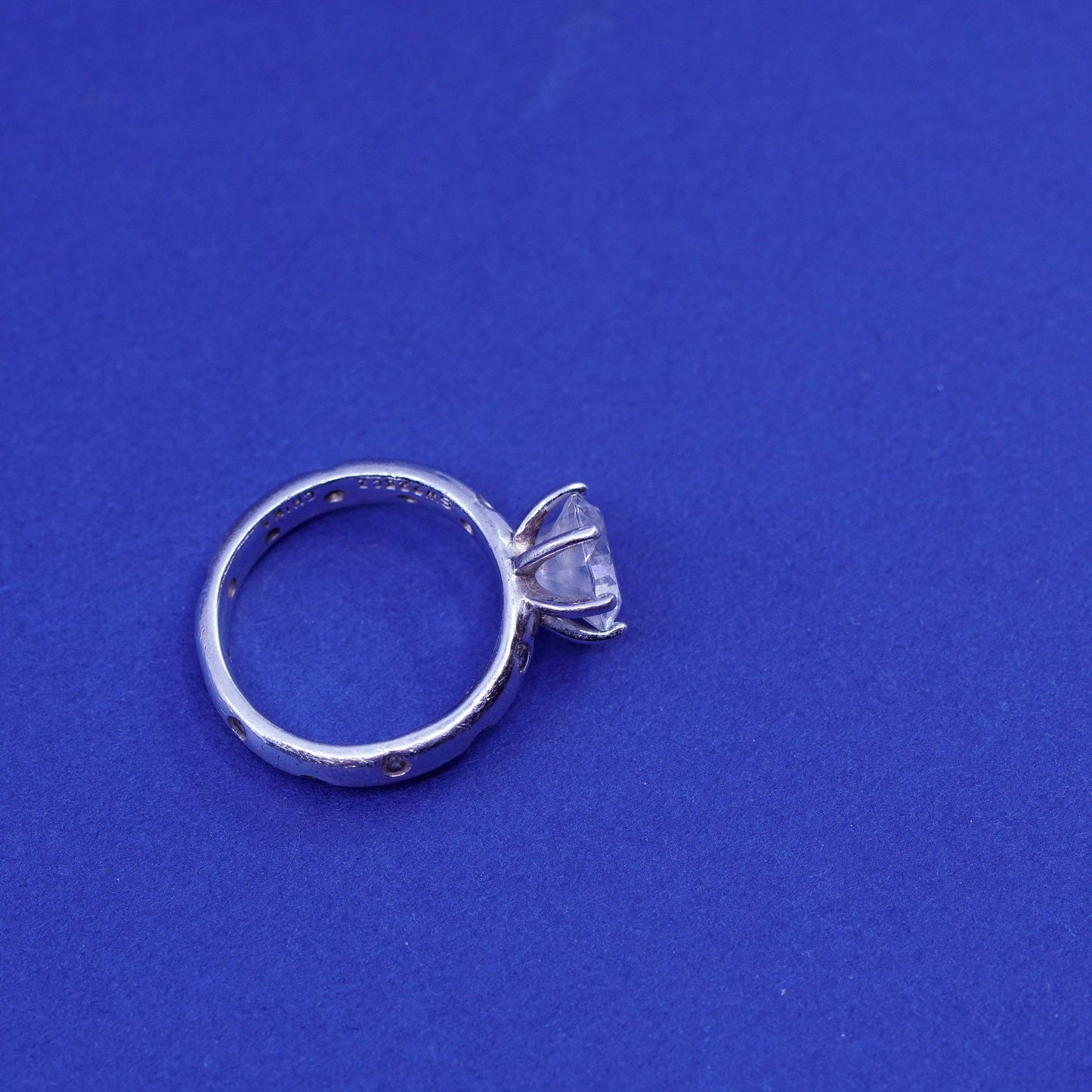 Size 5, vintage Sterling 925 silver engagement ring with cz