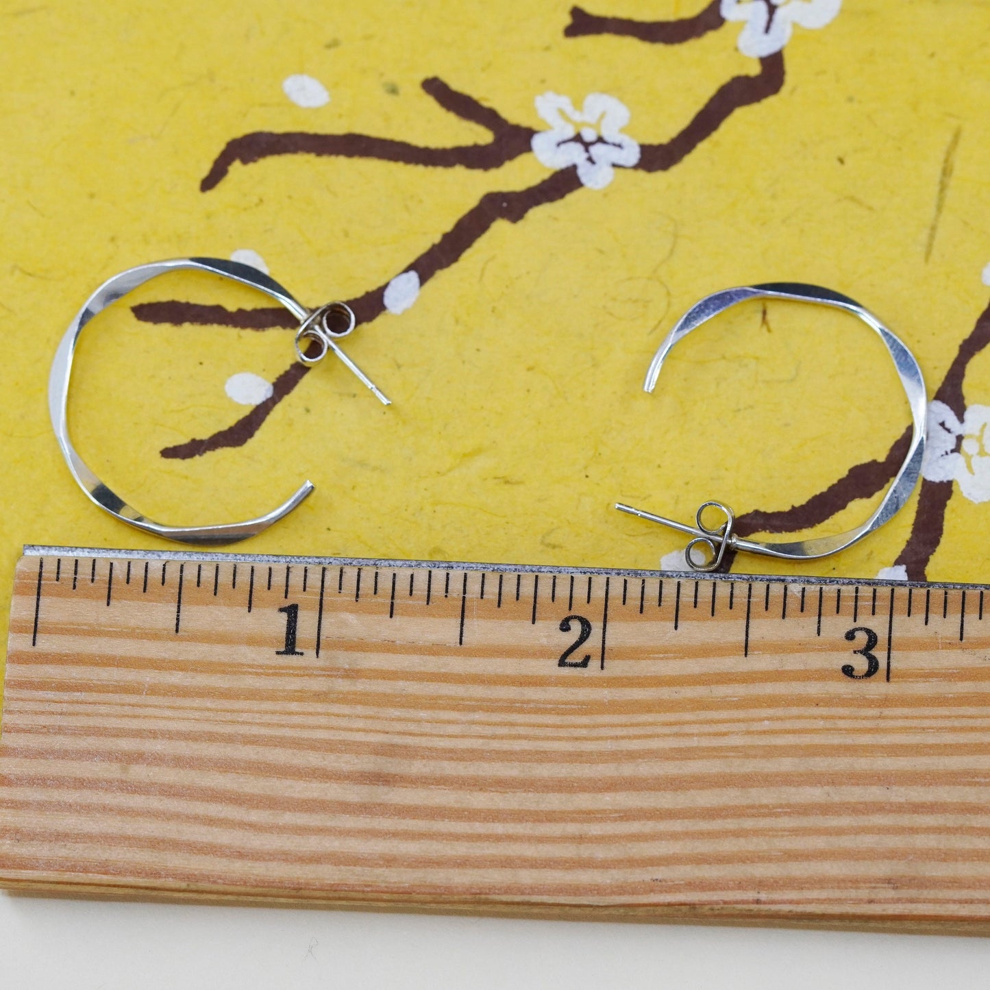 1”, vintage Sterling silver hoop earrings, 925 huggie studs