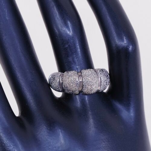 Size 8, Italy Milor Sterling Silver Handmade Ribbed Ring, 925 Silver Matt Band