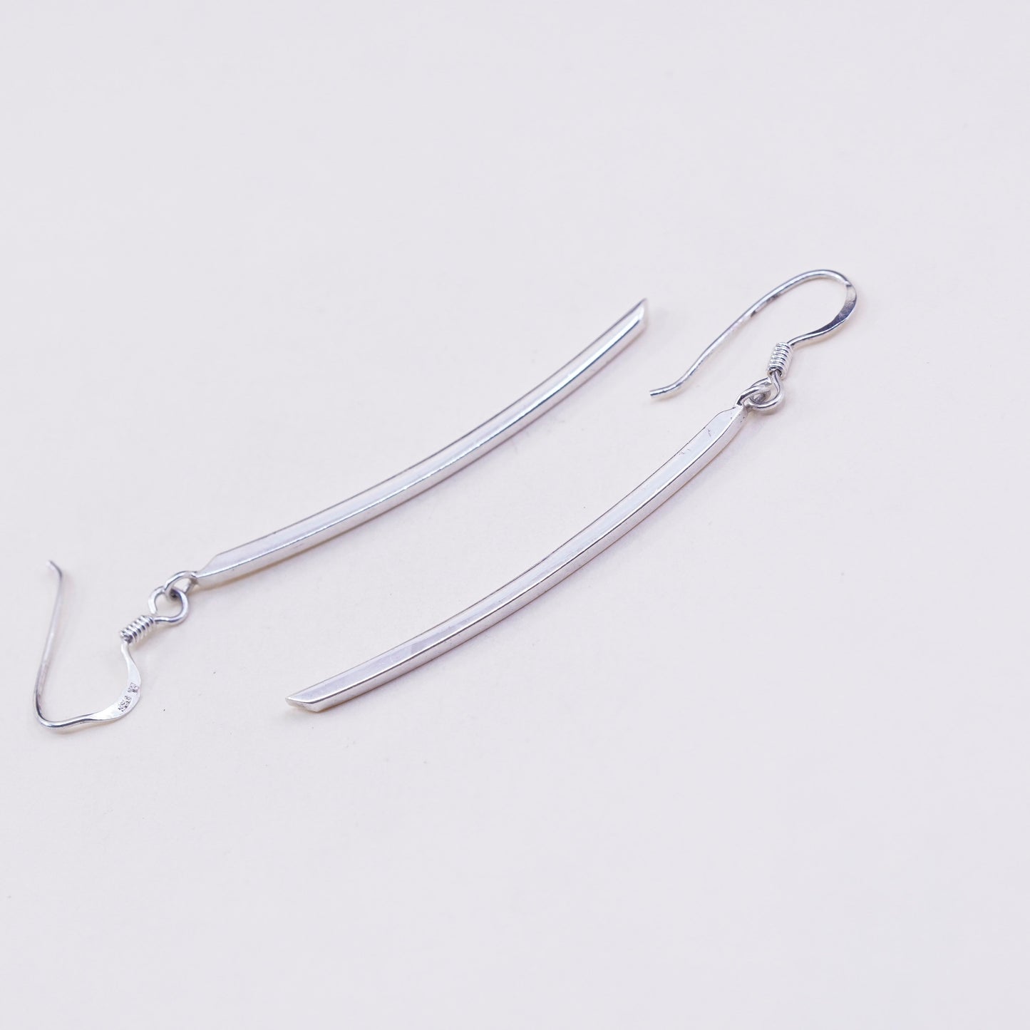 Vintage sterling 925 silver handmade long earrings, modern long dangles