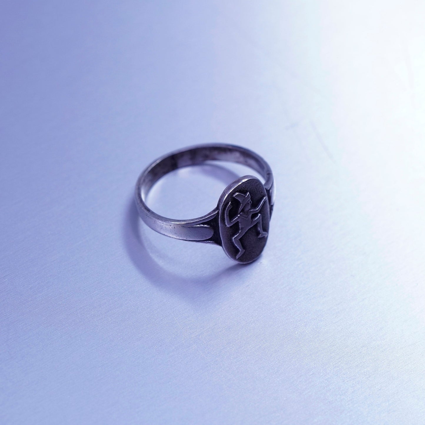 Size 4, Sterling silver handmade ring, 925 Camp Fire Girl Wood Gatherers band